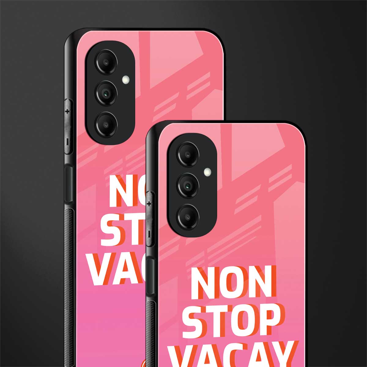 non stop vacay back phone cover | glass case for samsung galaxy a14 5g