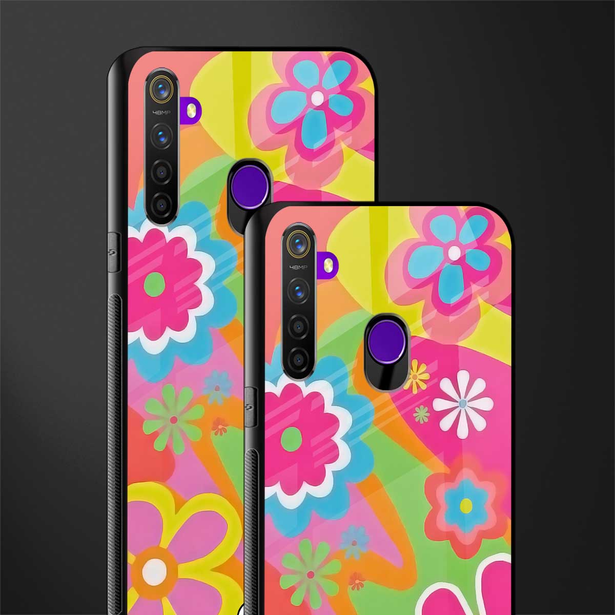 nostalgic wildflower y2k glass case for realme 5s image-2