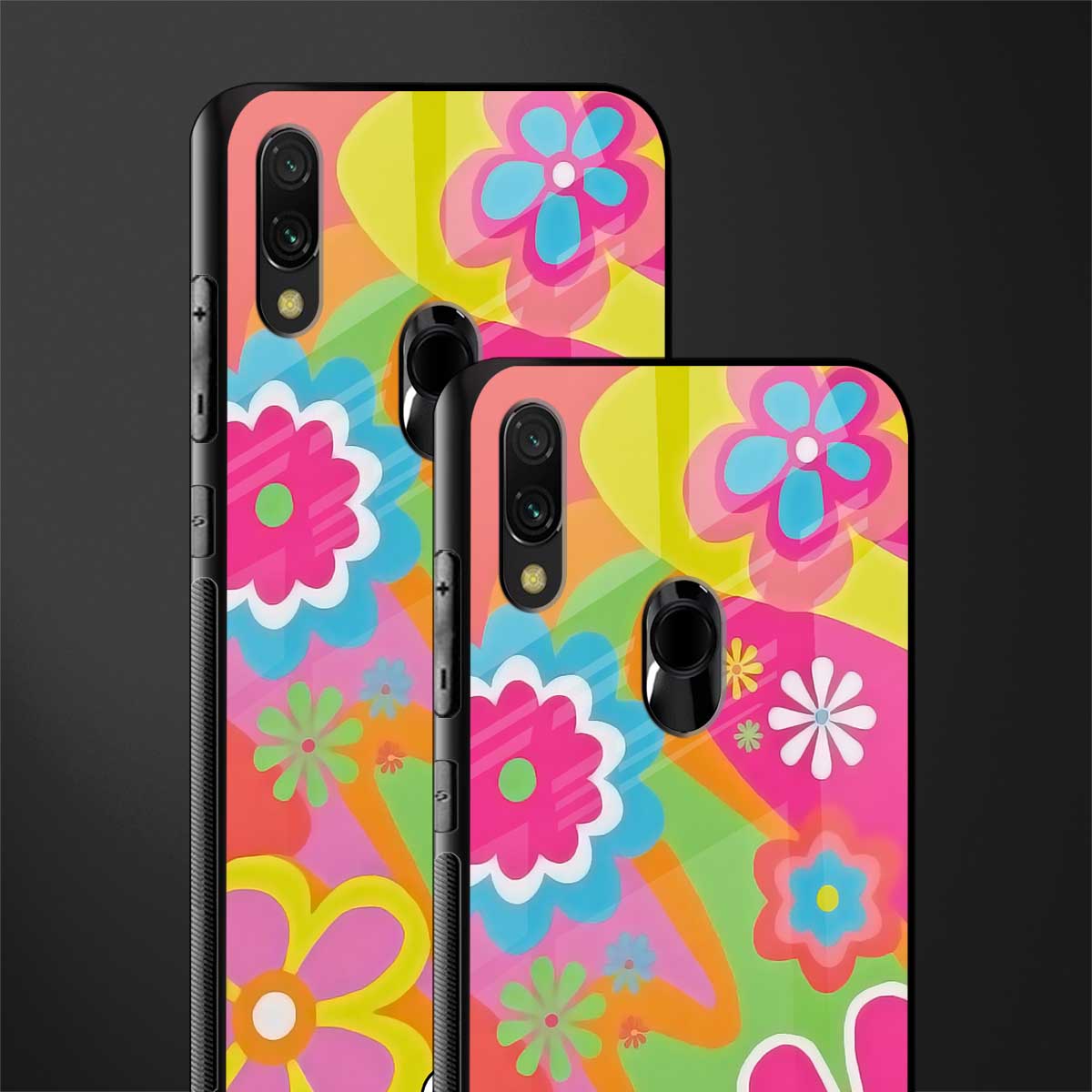 nostalgic wildflower y2k glass case for redmi y3 image-2