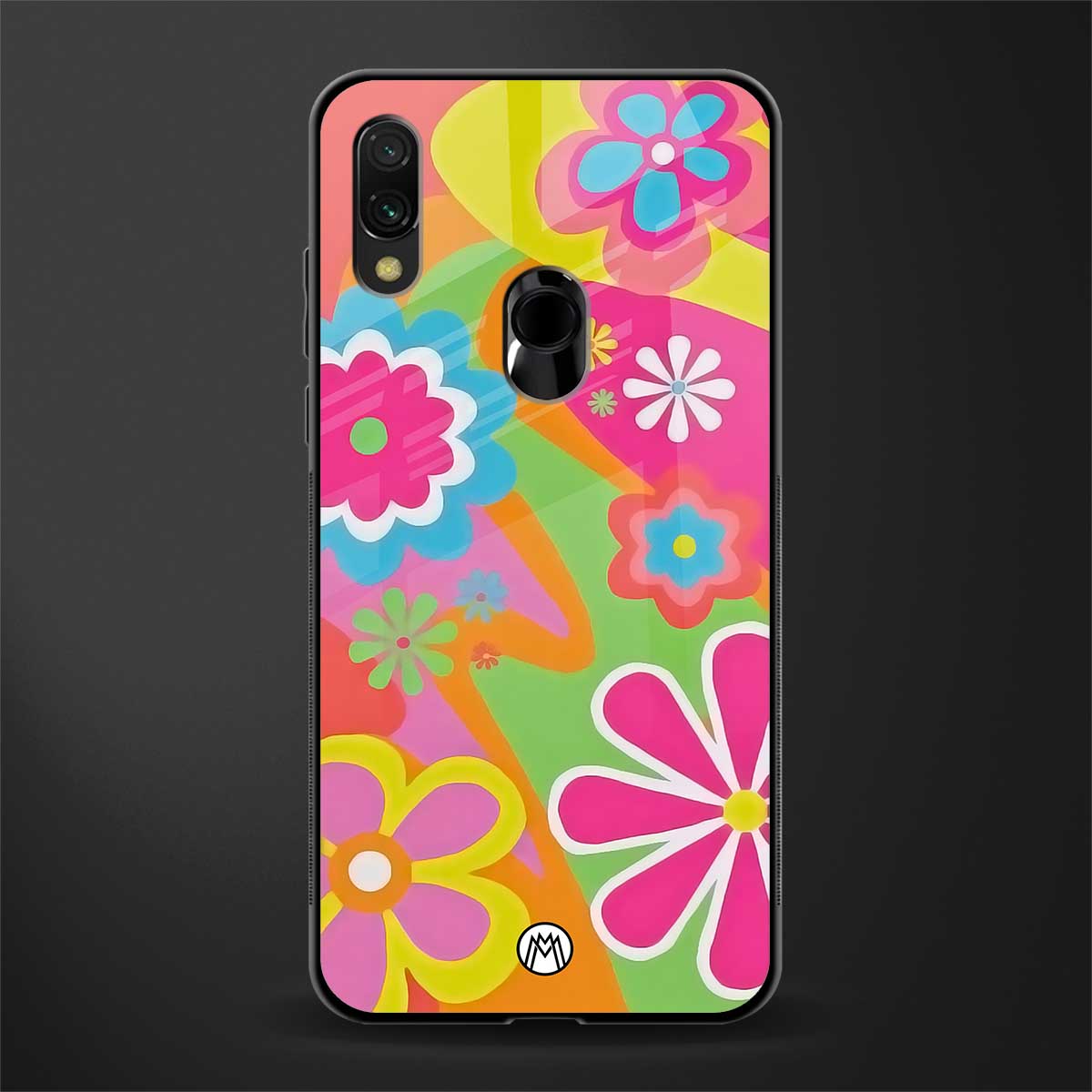 nostalgic wildflower y2k glass case for redmi y3 image