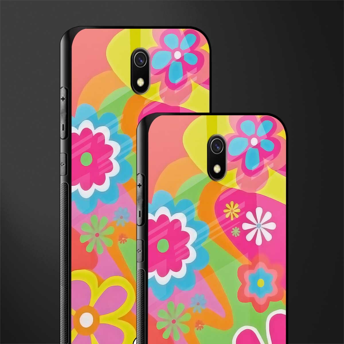 nostalgic wildflower y2k glass case for redmi 8a image-2