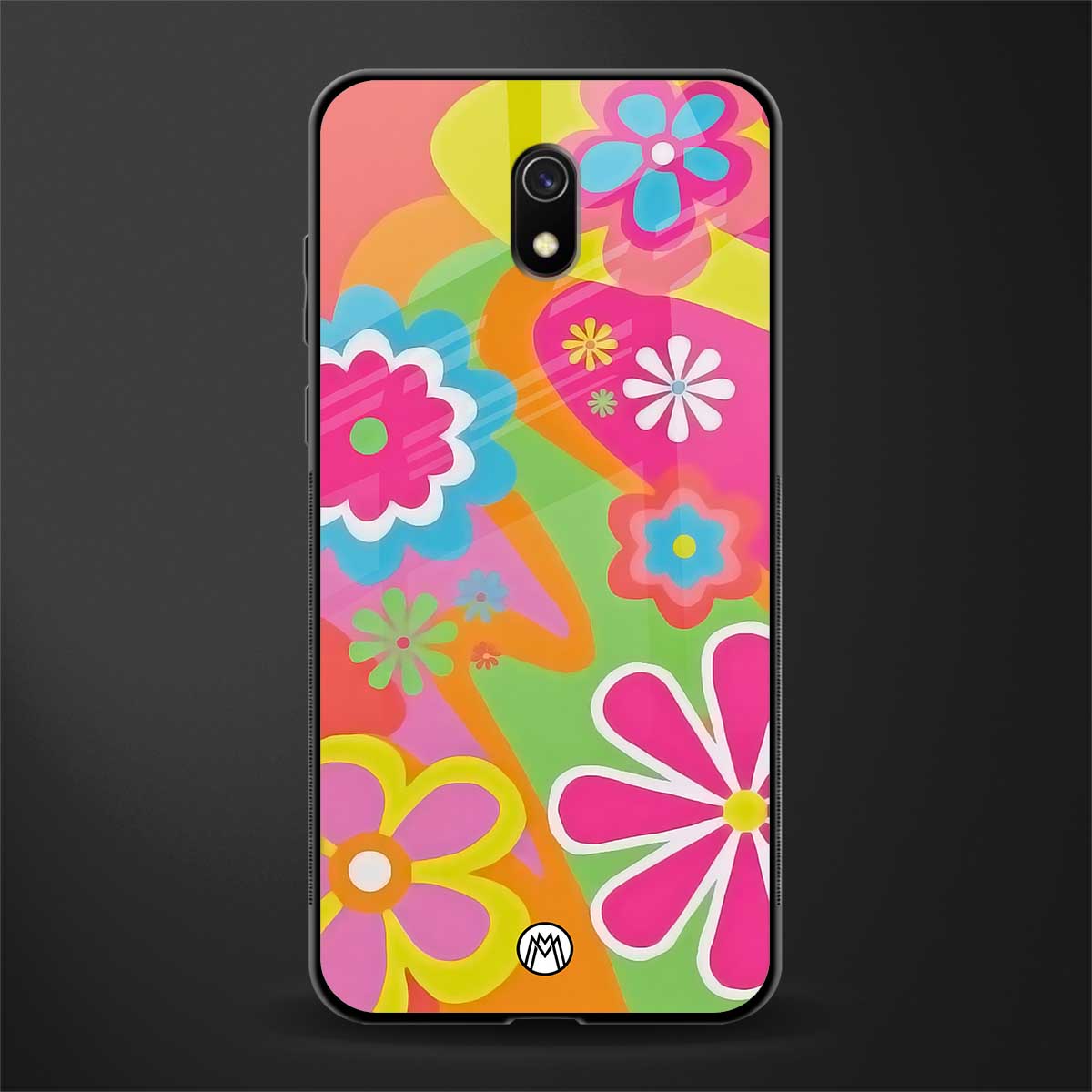 nostalgic wildflower y2k glass case for redmi 8a image