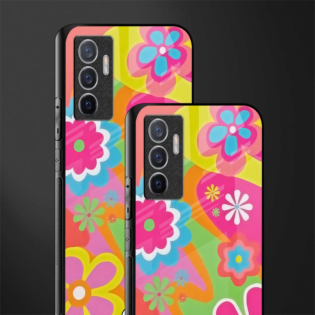nostalgic wildflower y2k glass case for vivo v23e image-2