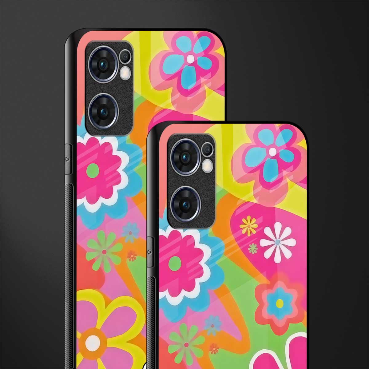 nostalgic wildflower y2k glass case for oppo reno7 5g image-2