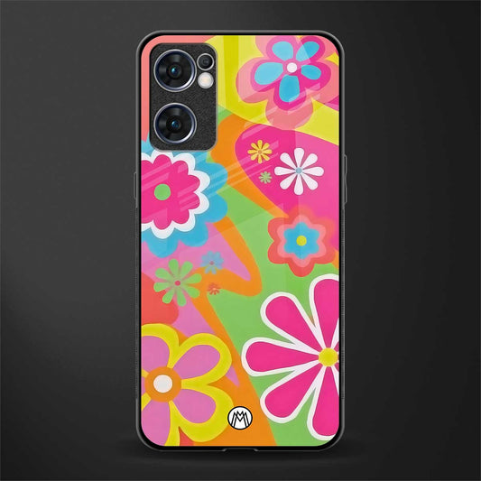 nostalgic wildflower y2k glass case for oppo reno7 5g image