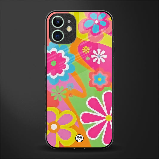 nostalgic wildflower y2k glass case for iphone 12 image