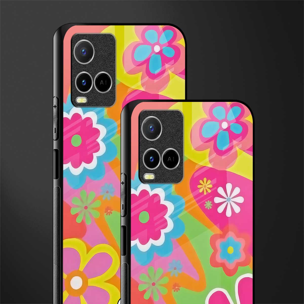 nostalgic wildflower y2k glass case for vivo y33s vivo y33t image-2