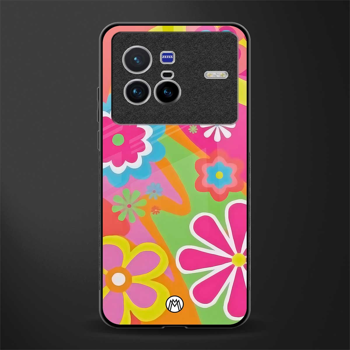 nostalgic wildflower y2k glass case for vivo x80 image