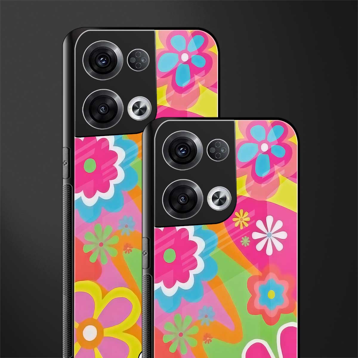 nostalgic wildflower y2k back phone cover | glass case for oppo reno 8 pro
