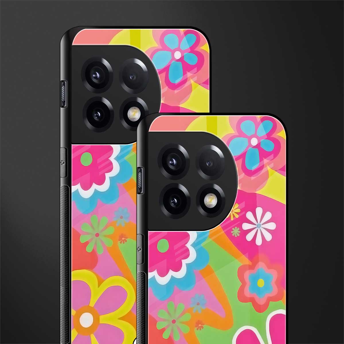 nostalgic wildflower y2k back phone cover | glass case for oneplus 11r