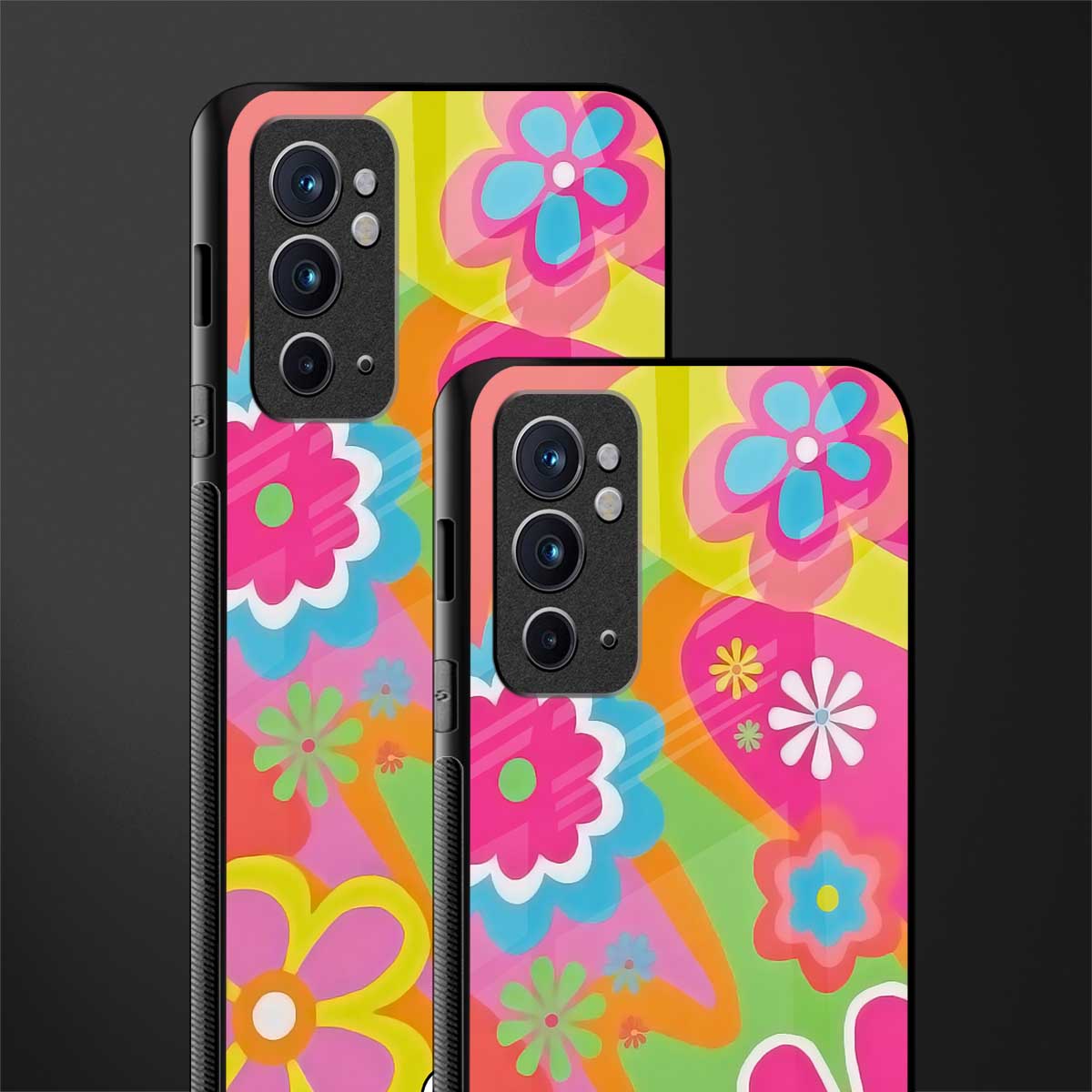 nostalgic wildflower y2k glass case for oneplus 9rt image-2