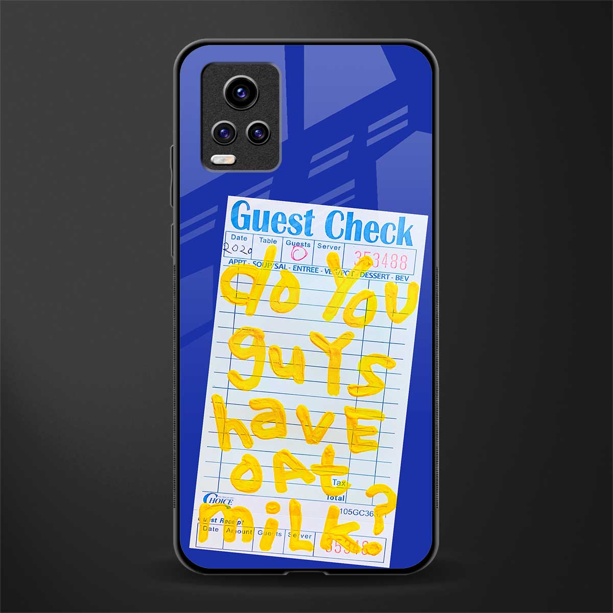 oat milk back phone cover | glass case for vivo y73