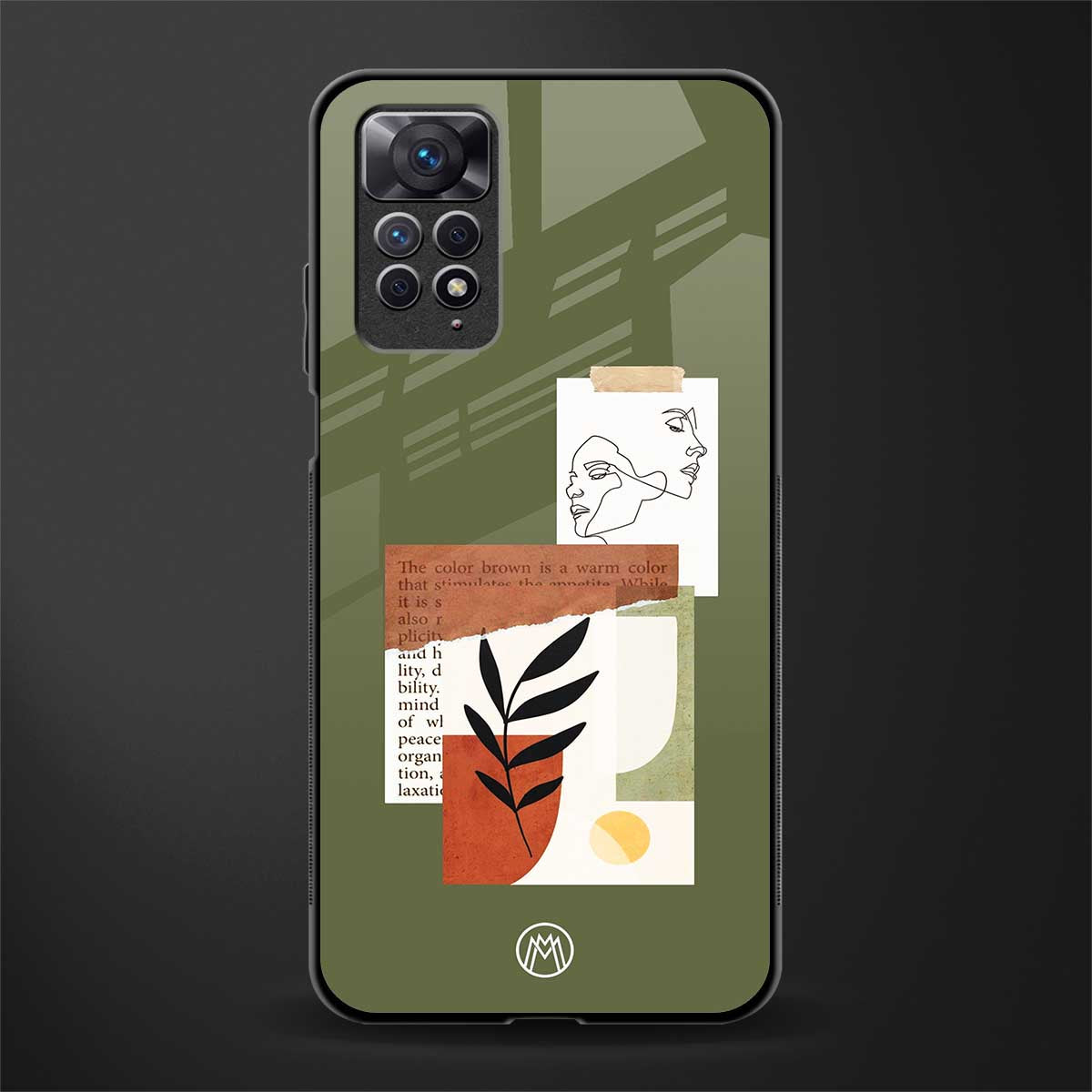olive brown art back phone cover | glass case for redmi note 11 pro plus 4g/5g