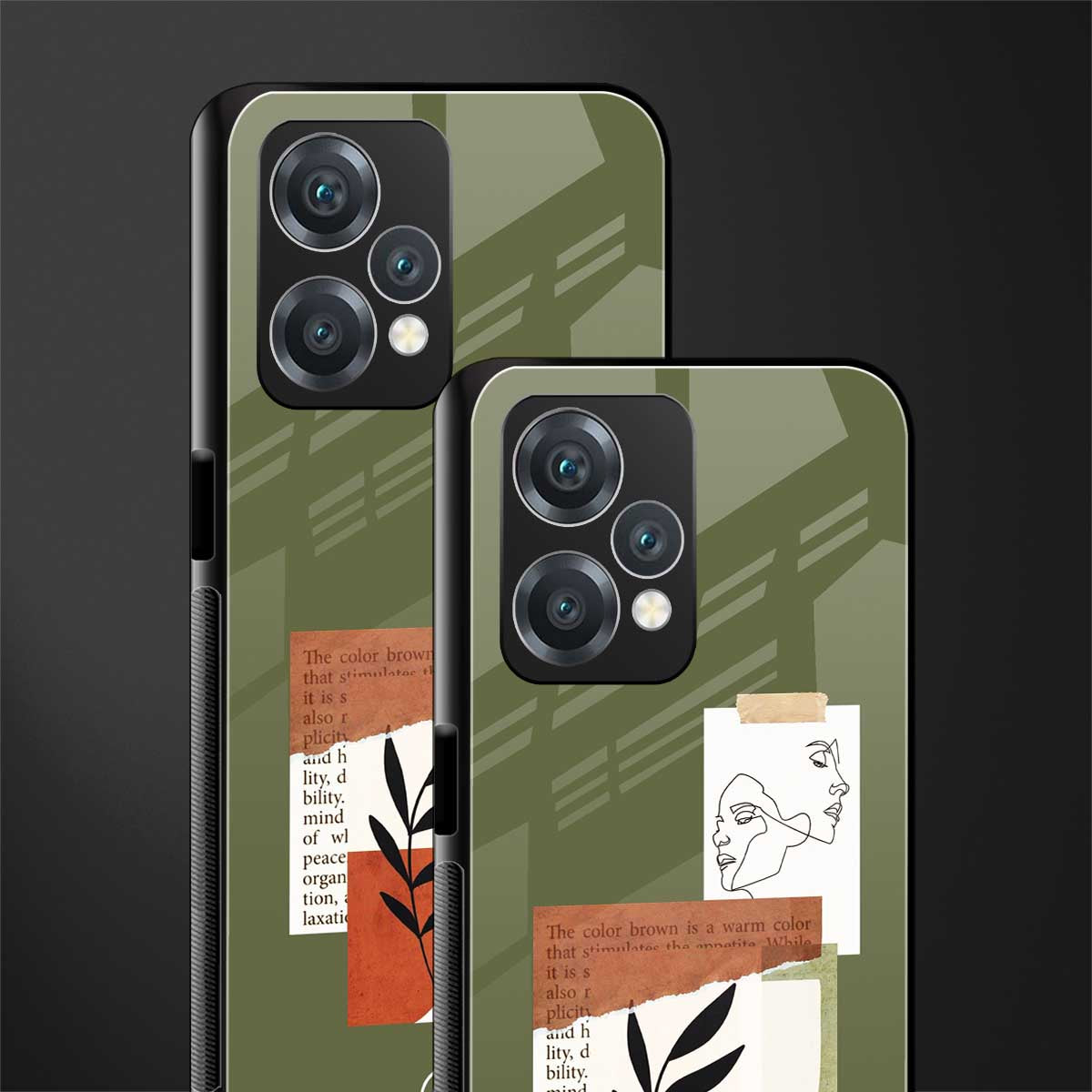 olive brown art back phone cover | glass case for oneplus nord ce 2 lite 5g