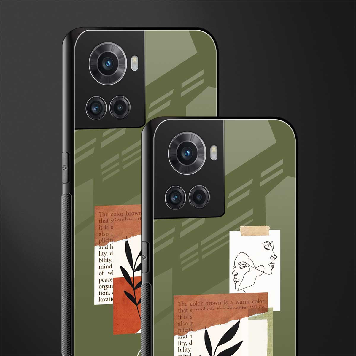 olive brown art back phone cover | glass case for oneplus 10r 5g