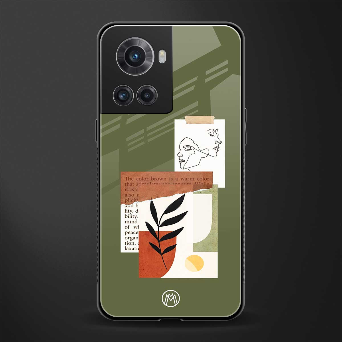 olive brown art back phone cover | glass case for oneplus 10r 5g