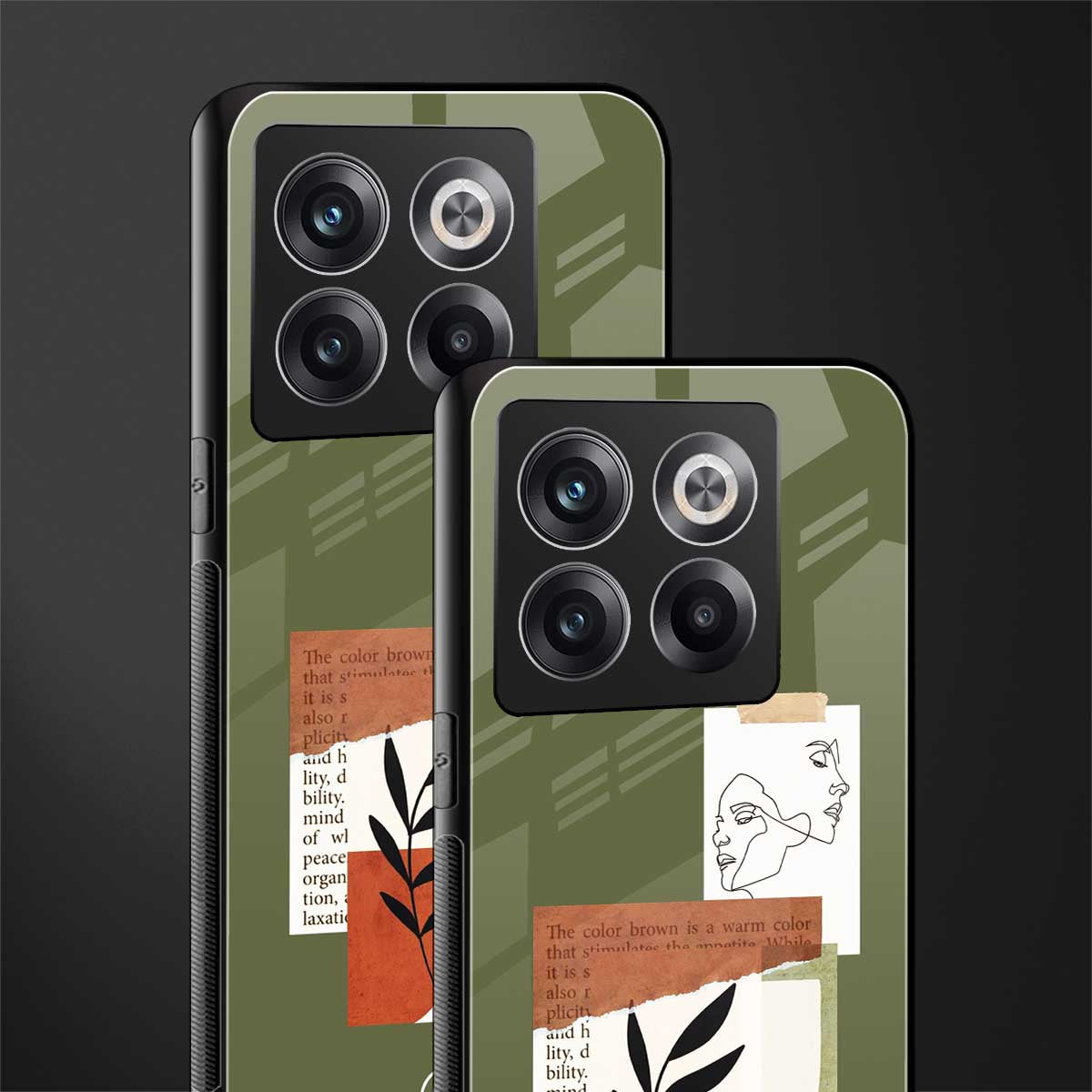 olive brown art back phone cover | glass case for oneplus 10t
