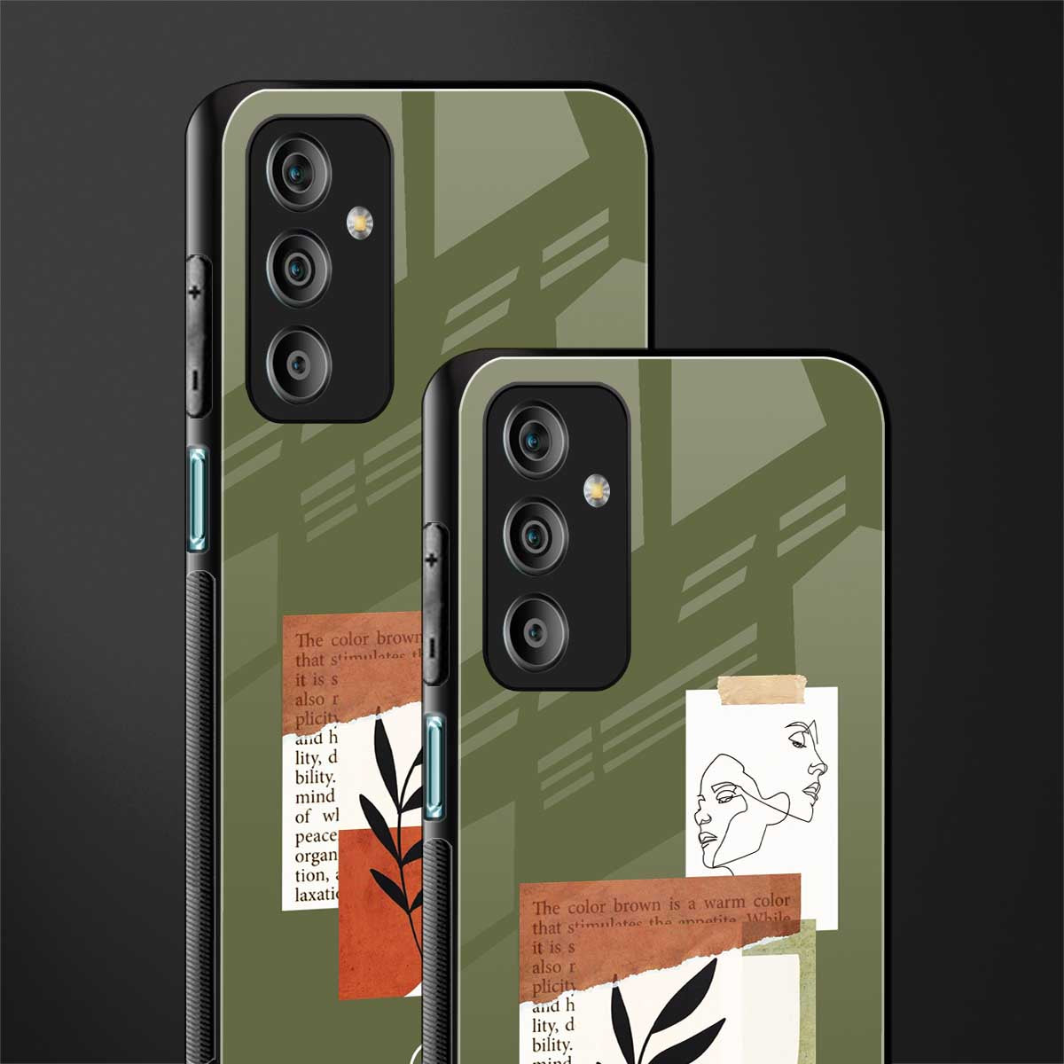olive brown art back phone cover | glass case for samsung galaxy f23 5g