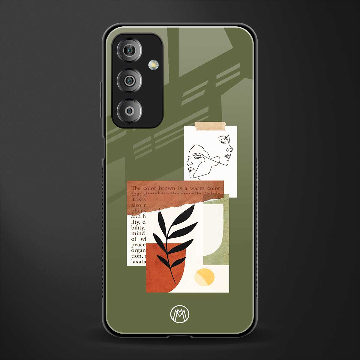 olive brown art back phone cover | glass case for samsung galaxy f23 5g