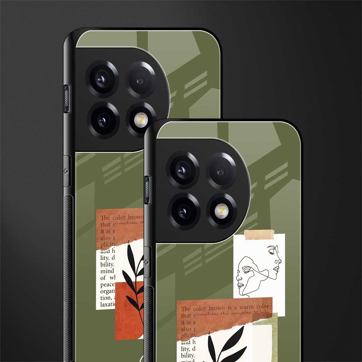 olive brown art back phone cover | glass case for oneplus 11r