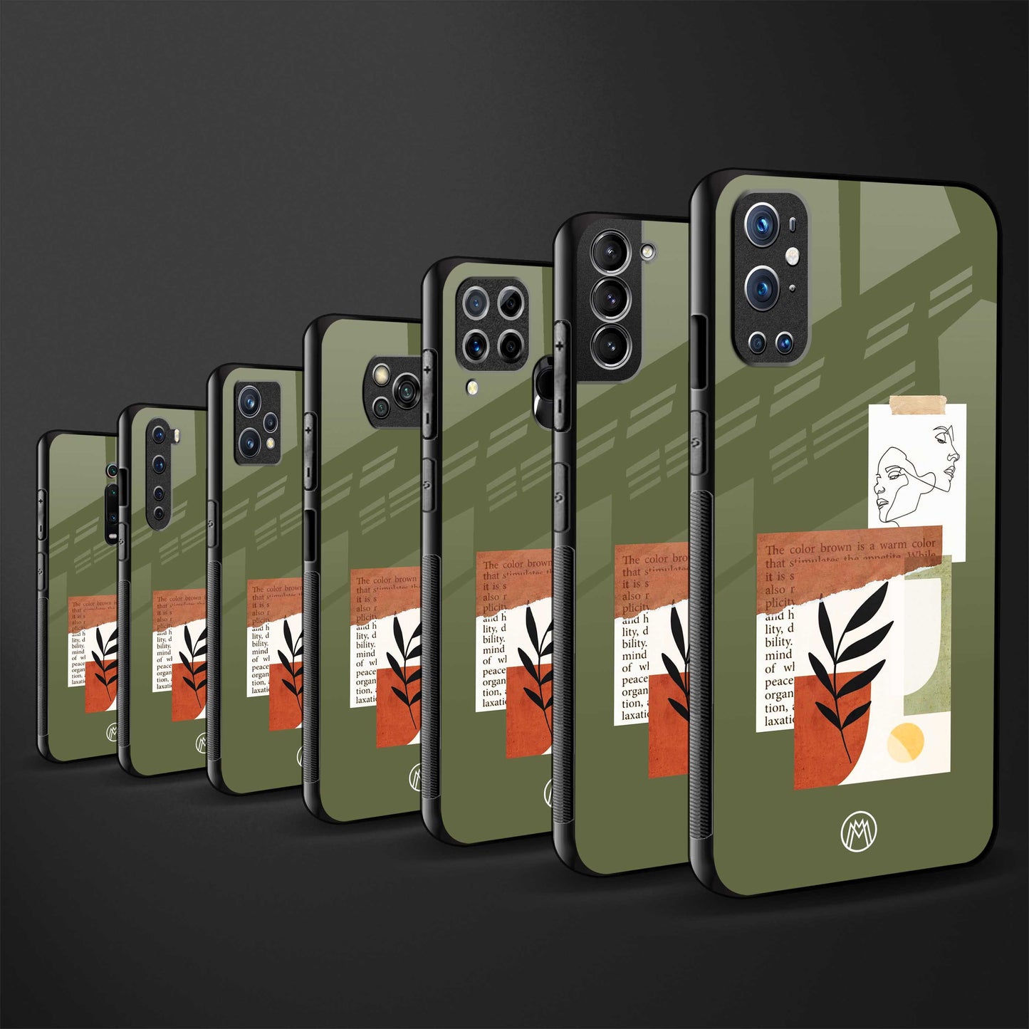 olive brown art back phone cover | glass case for samsung galaxy a14 5g