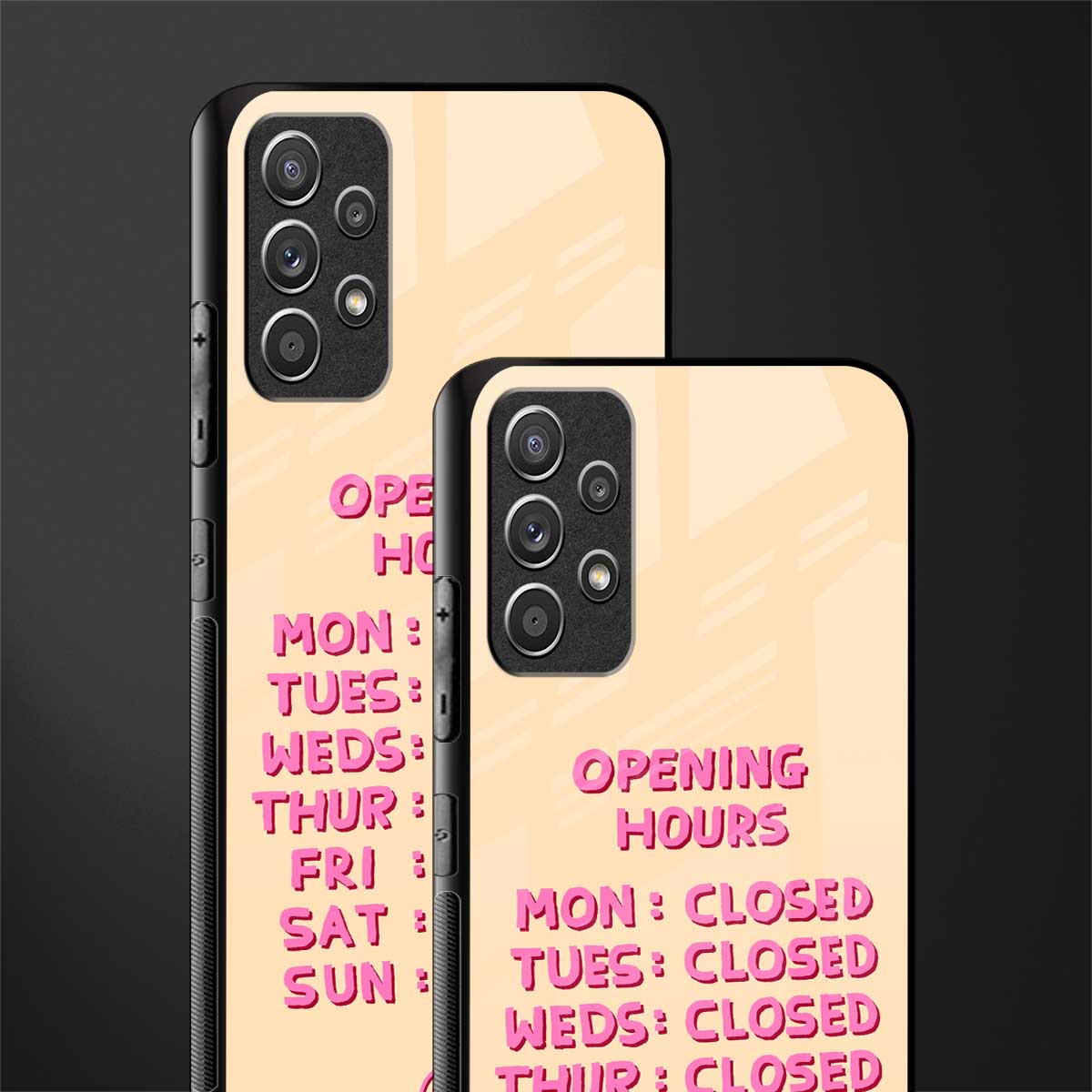 opening hours glass case for samsung galaxy a72 image-2
