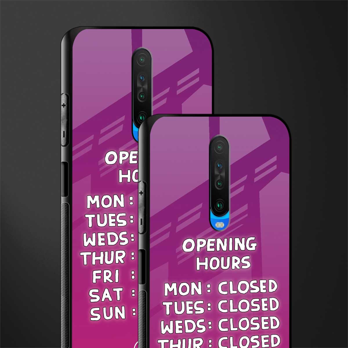 opening hours pink edition glass case for poco x2 image-2