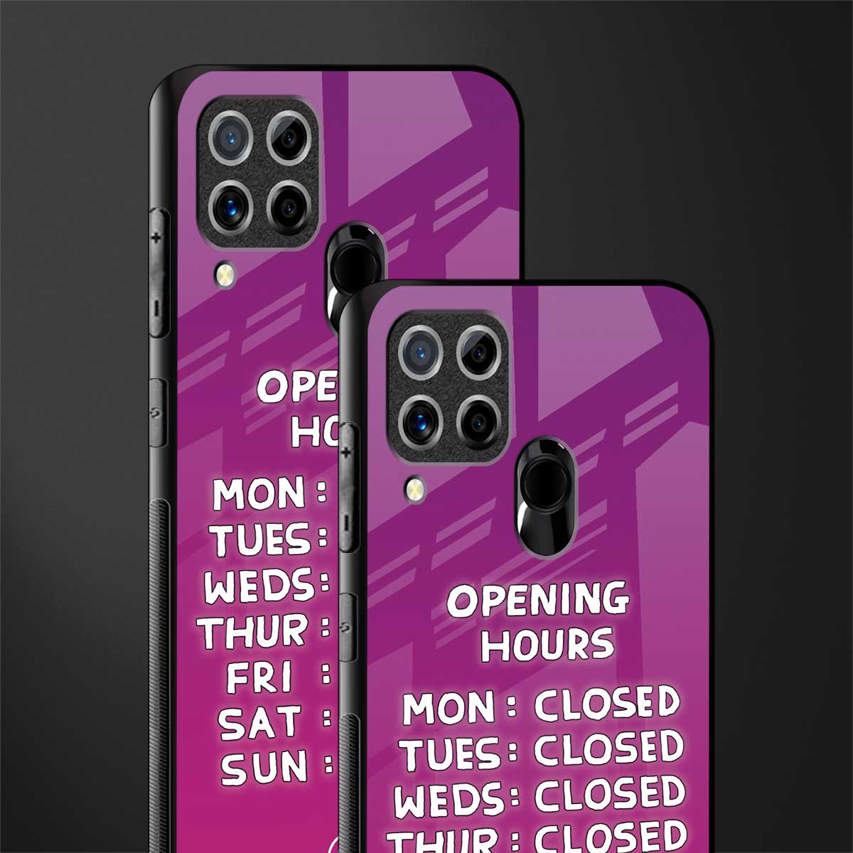 opening hours pink edition glass case for realme c15 image-2