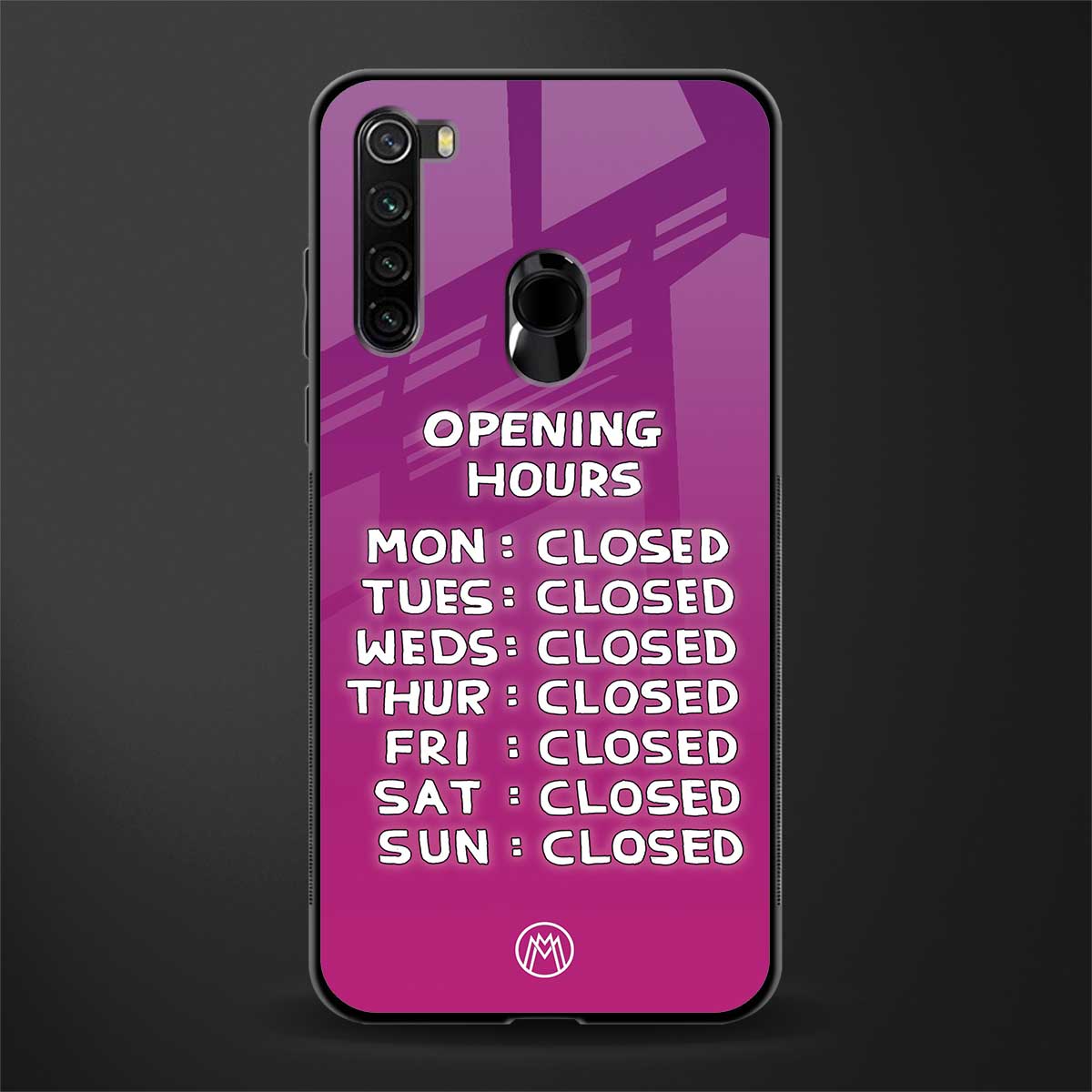 opening hours pink edition glass case for redmi note 8 image
