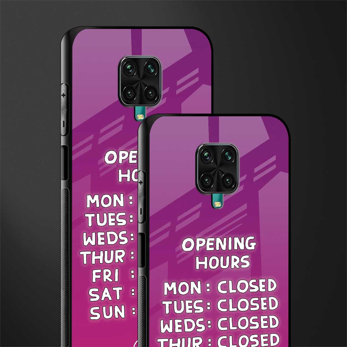 opening hours pink edition glass case for redmi note 9 pro max image-2