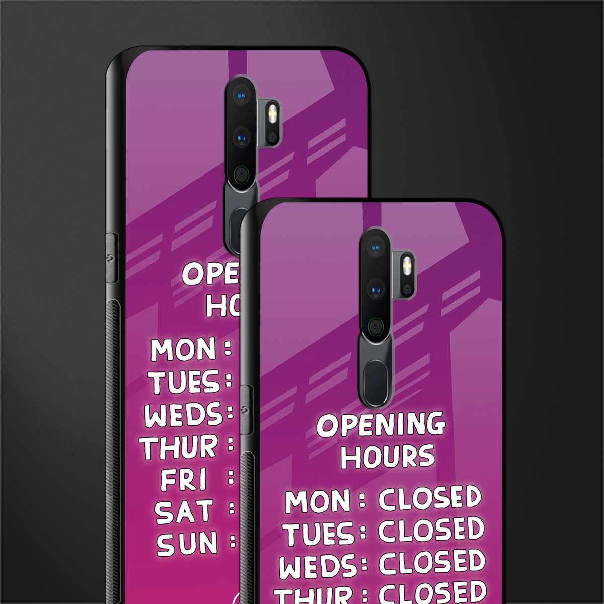 opening hours pink edition glass case for oppo a9 2020 image-2
