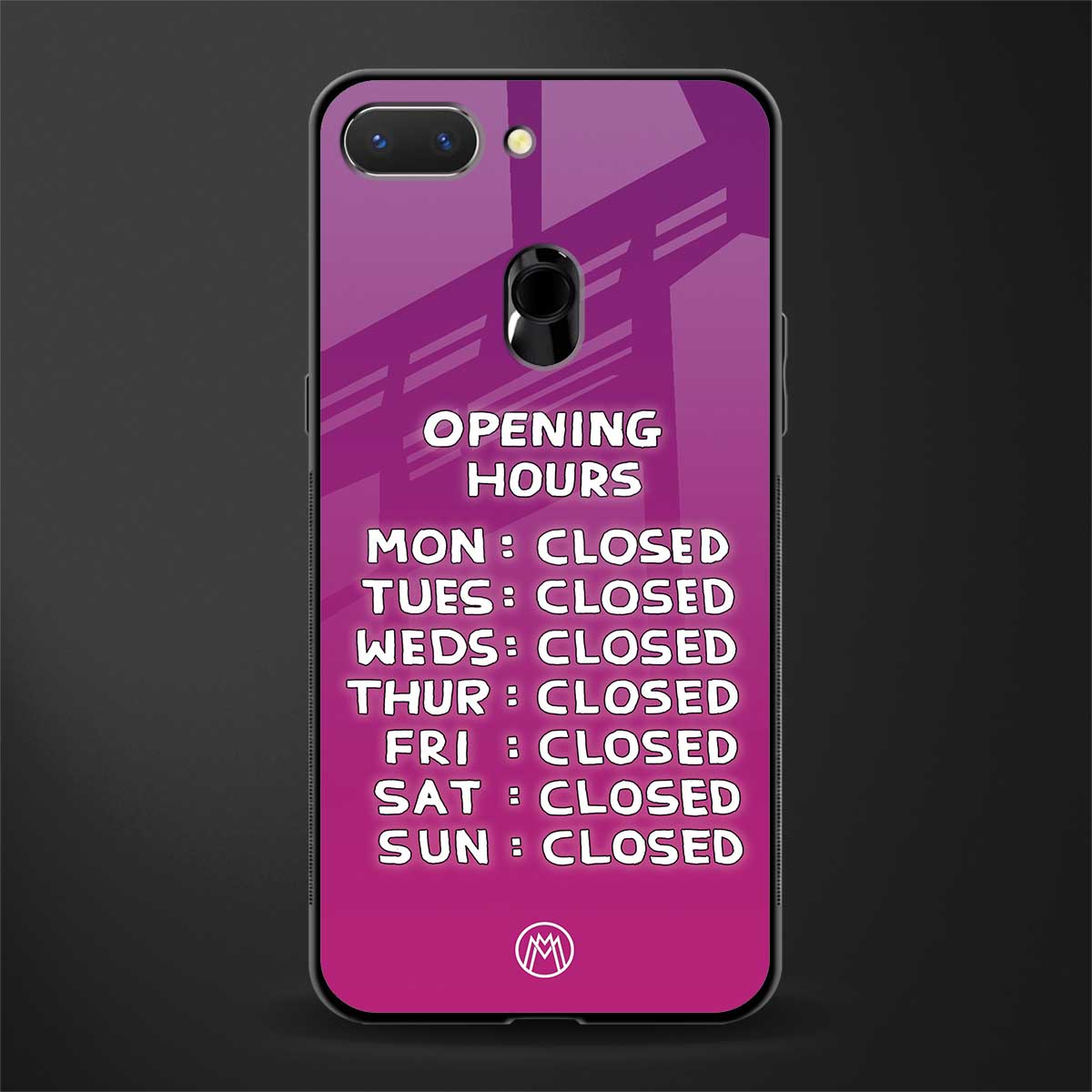 opening hours pink edition glass case for realme 2 image