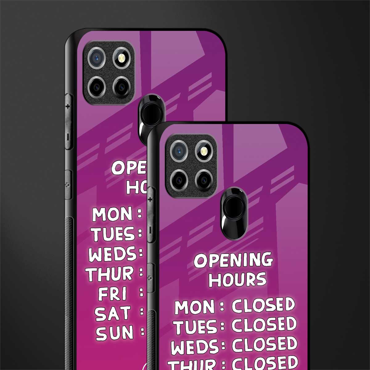 opening hours pink edition glass case for realme c12 image-2