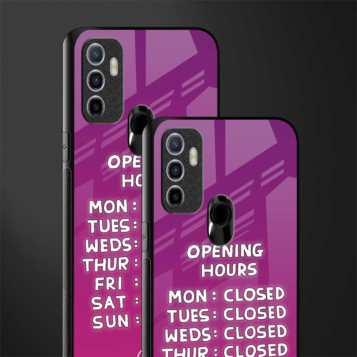 opening hours pink edition glass case for oppo a53 image-2