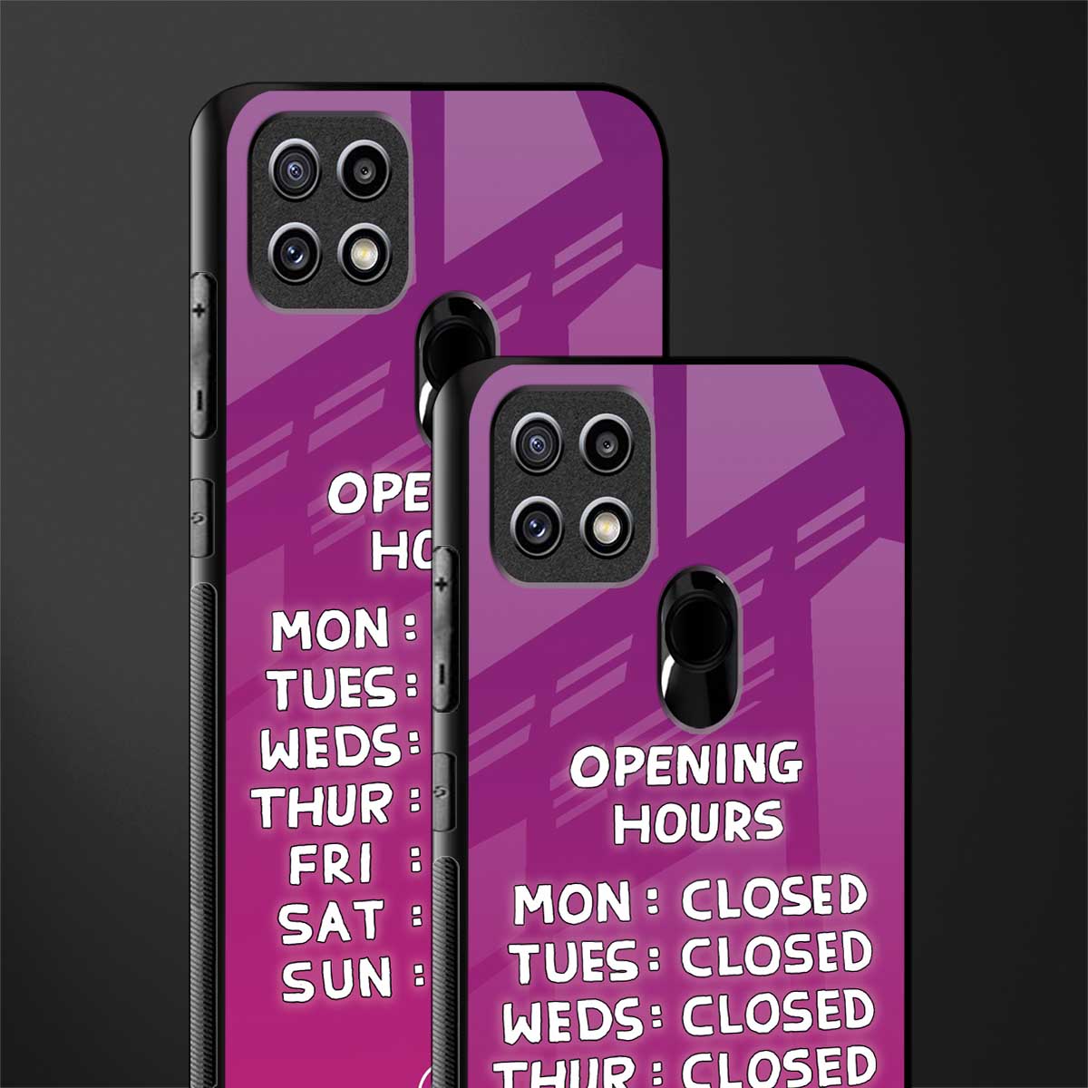 opening hours pink edition glass case for oppo a15s image-2