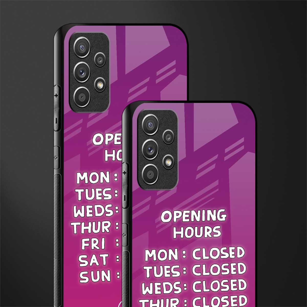 opening hours pink edition glass case for samsung galaxy a72 image-2