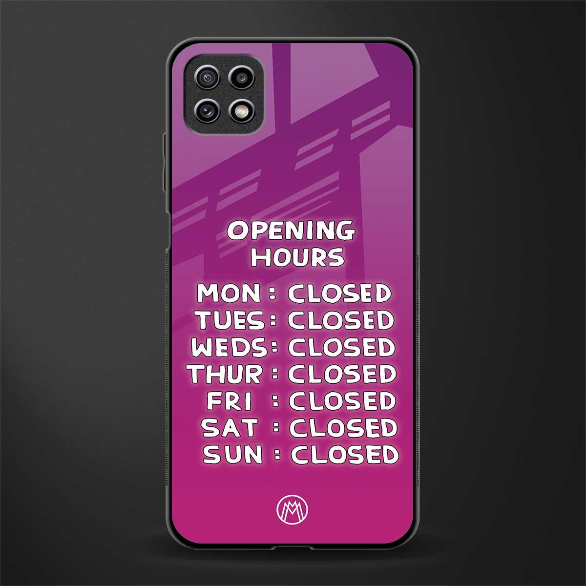 opening hours pink edition glass case for samsung galaxy a22 5g image