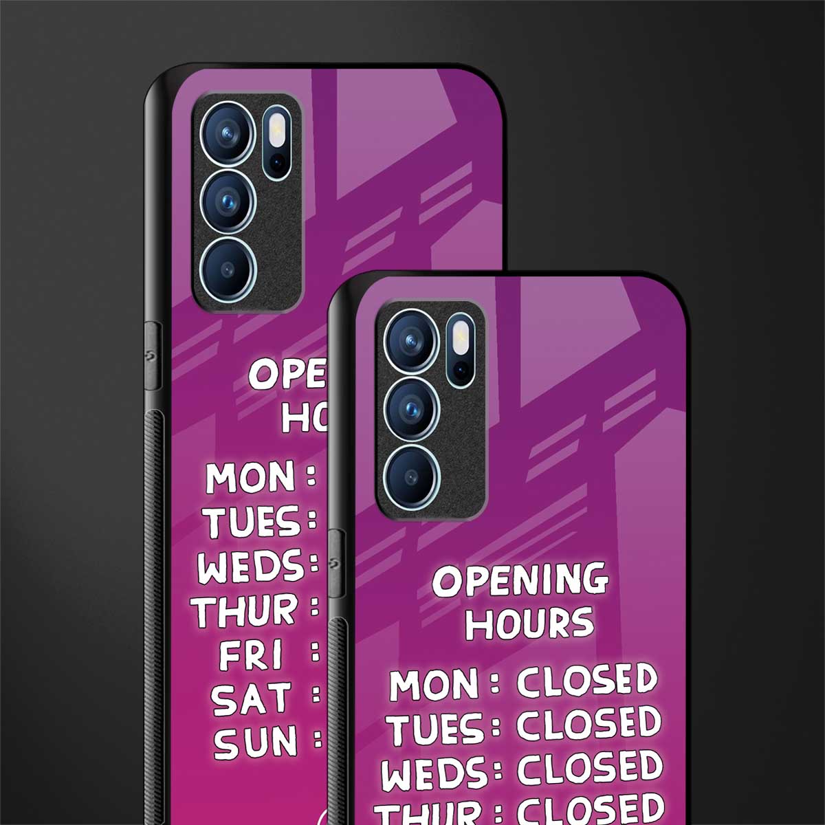 opening hours pink edition glass case for oppo reno6 5g image-2