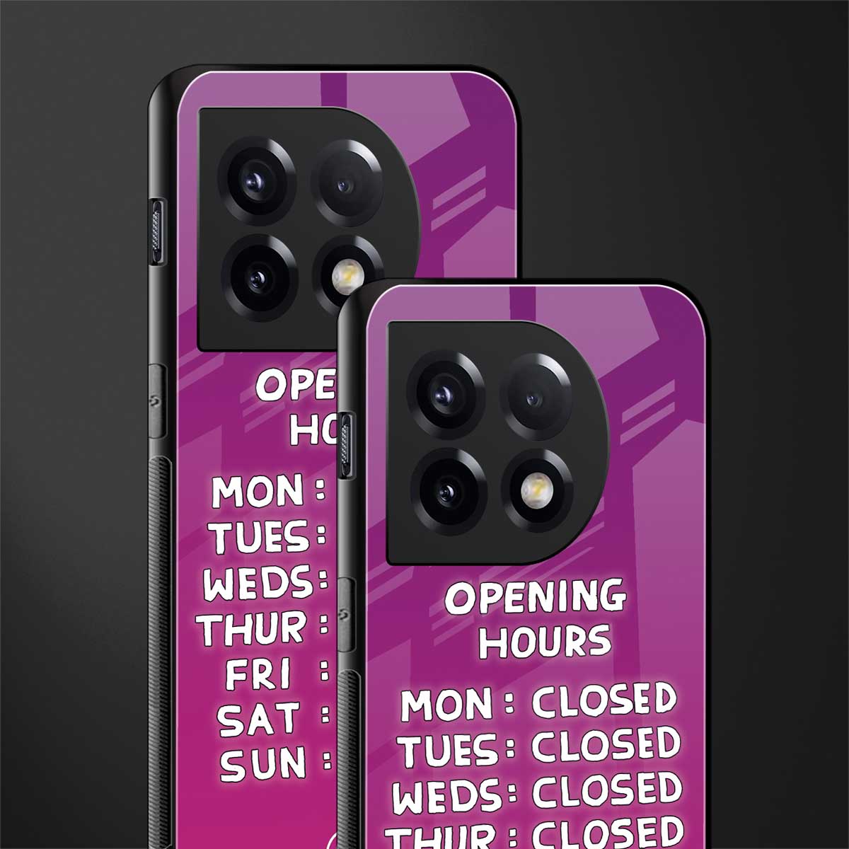 opening hours pink edition back phone cover | glass case for oneplus 11