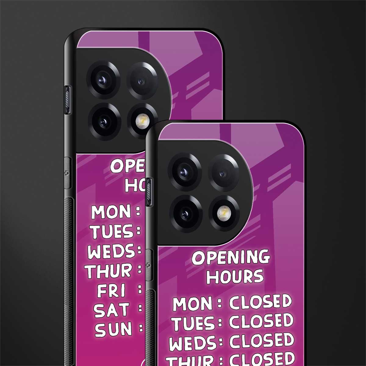 opening hours pink edition back phone cover | glass case for oneplus 11r