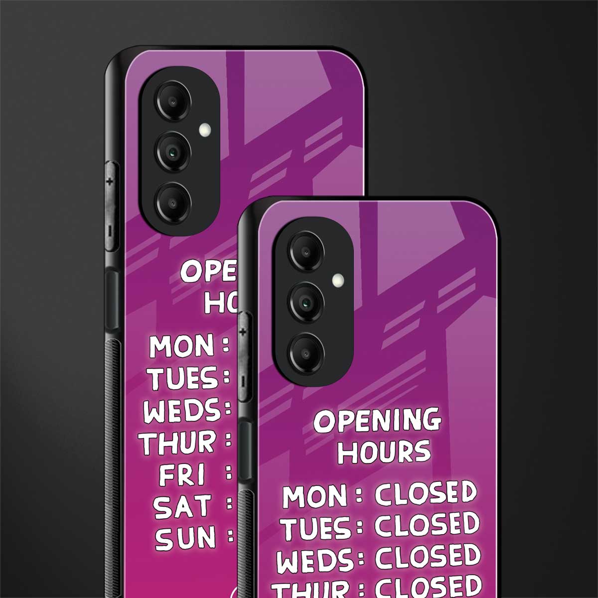 opening hours pink edition back phone cover | glass case for samsung galaxy a14 5g