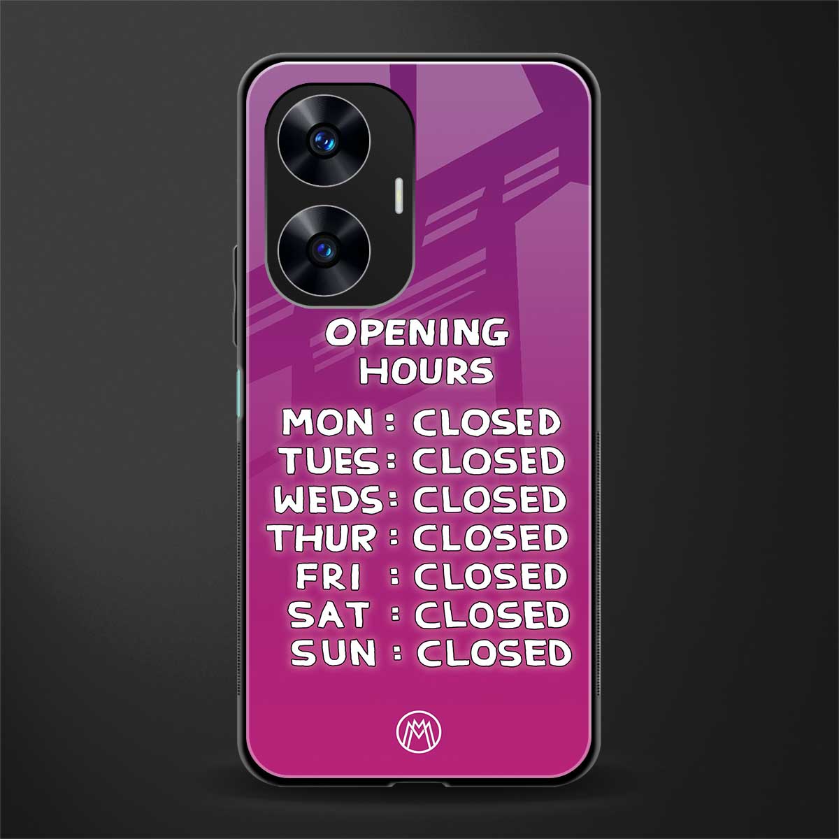 opening hours pink edition back phone cover | glass case for realme c55