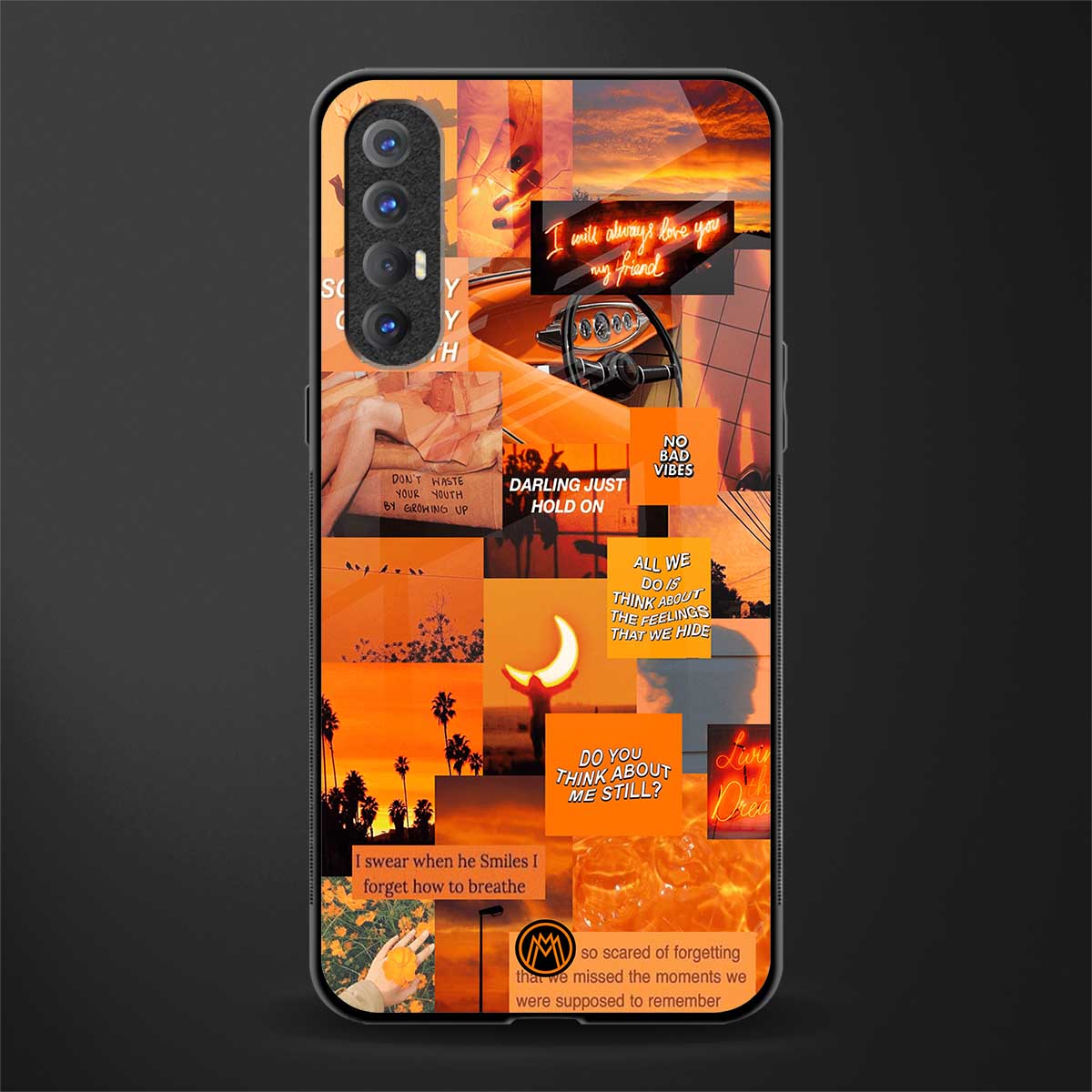 orange aesthetic glass case for oppo reno 3 pro image