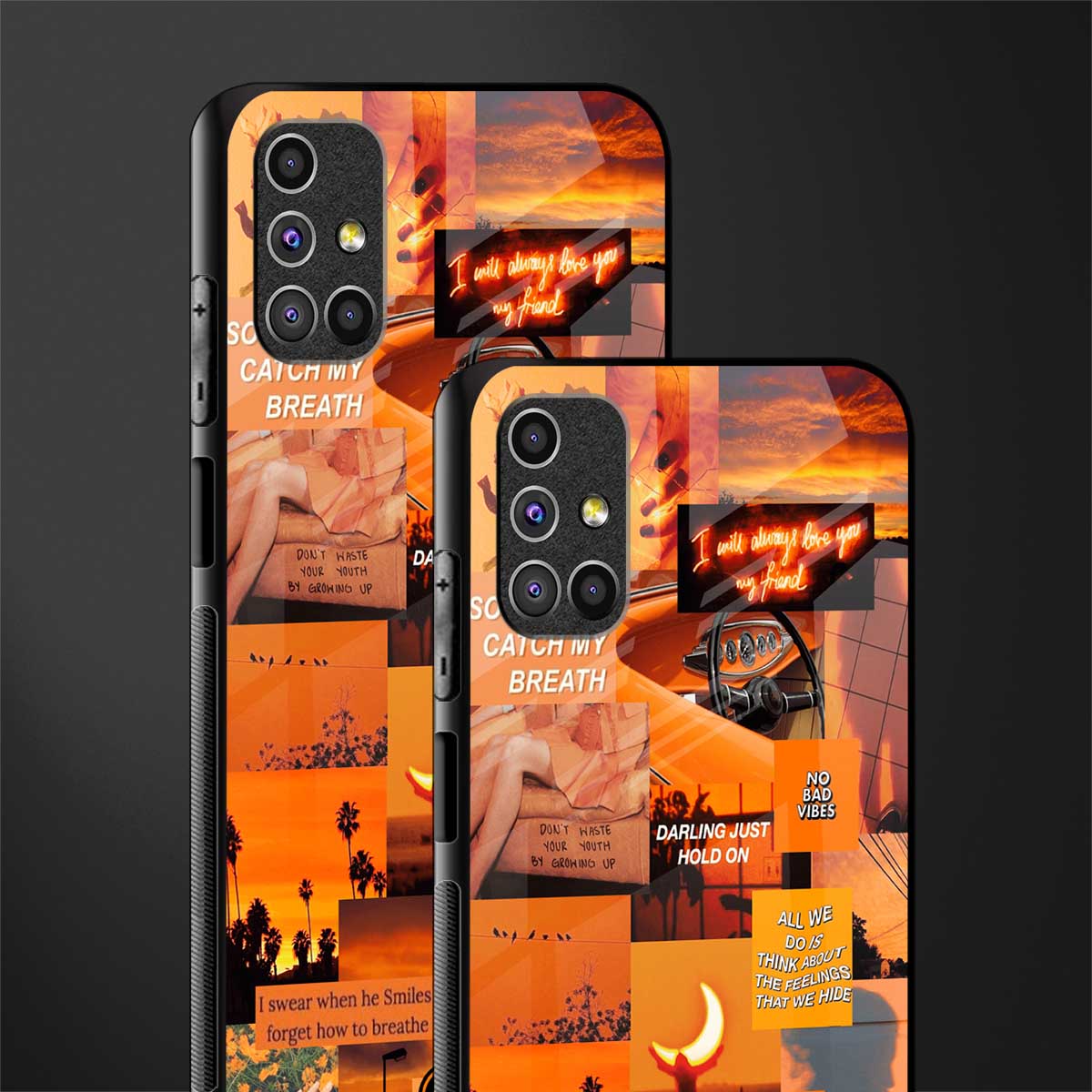 orange aesthetic glass case for samsung galaxy m51 image-2