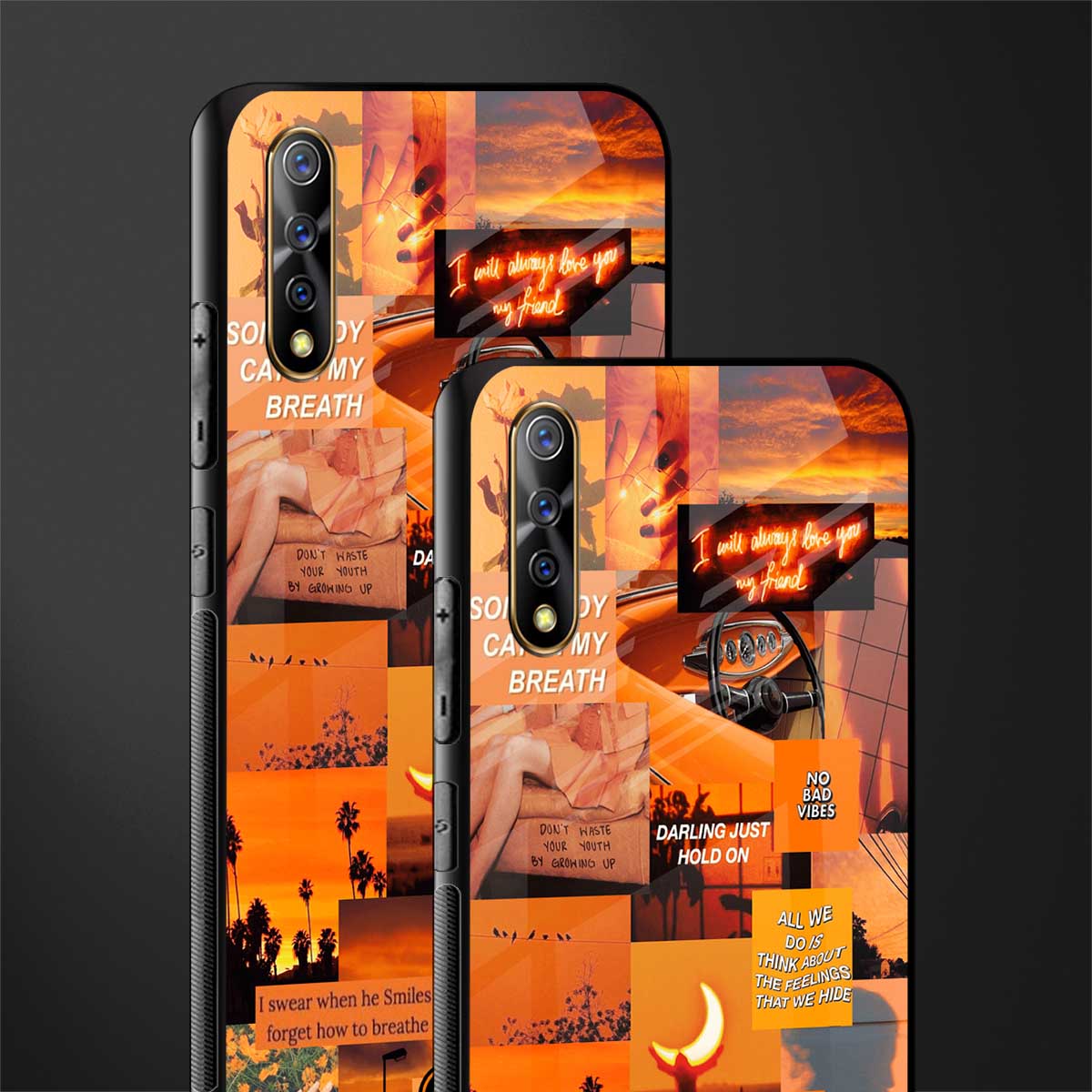 orange aesthetic glass case for vivo z1x image-2