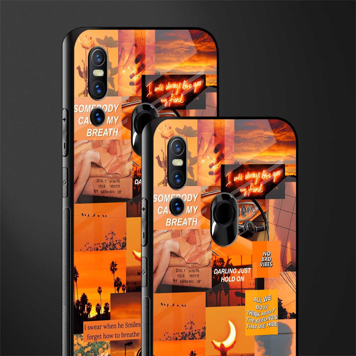 orange aesthetic glass case for vivo v15 image-2