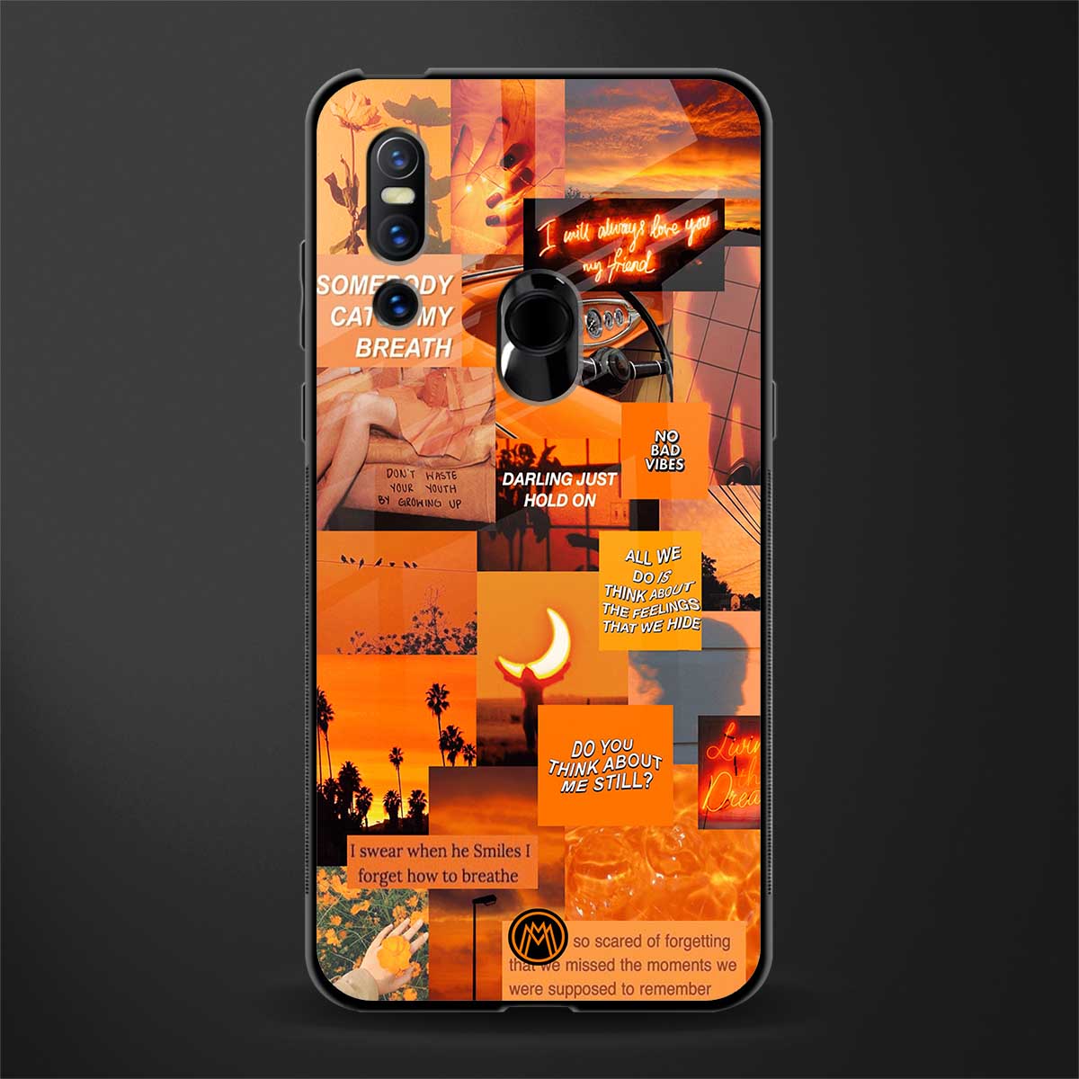 orange aesthetic glass case for vivo v15 image