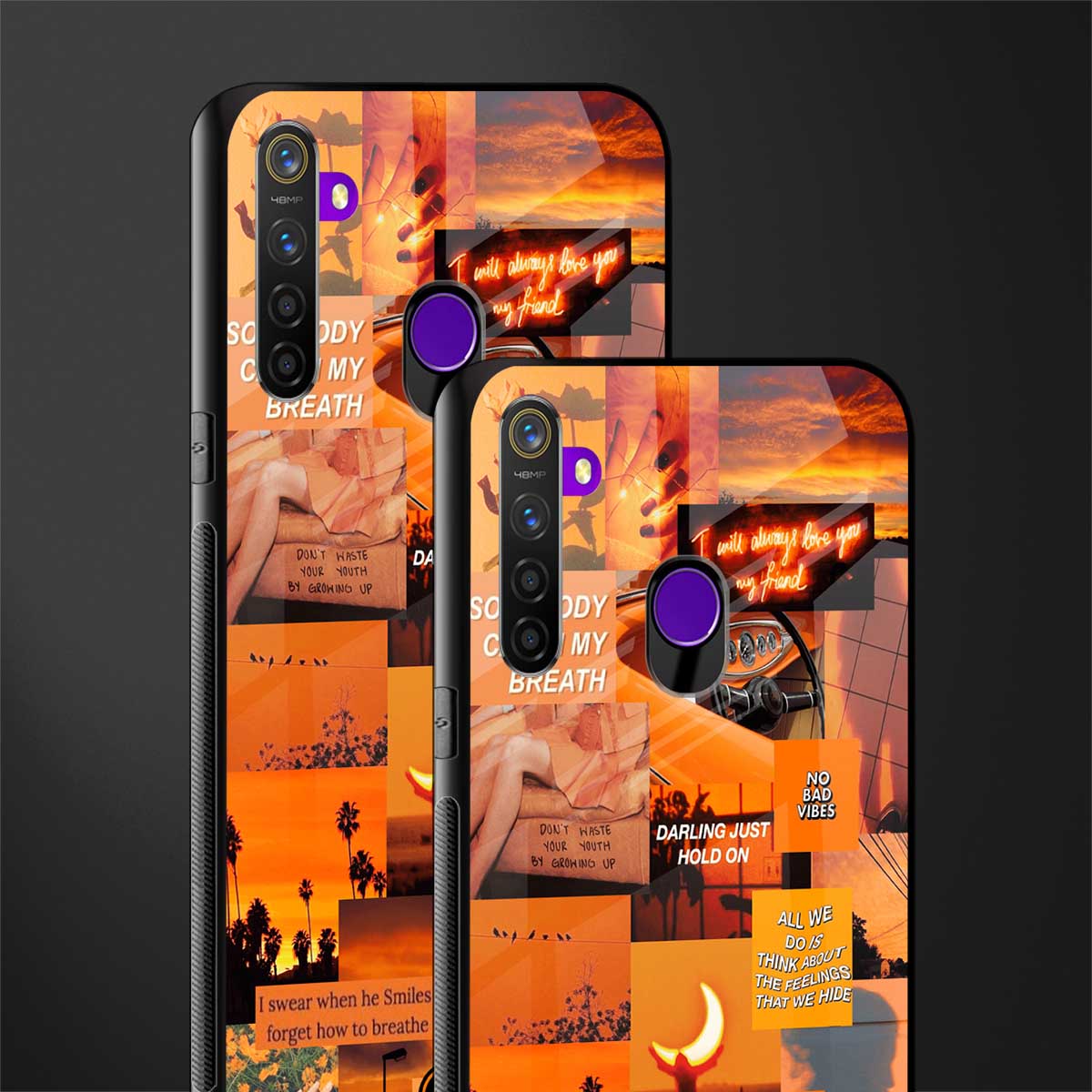 orange aesthetic glass case for realme 5s image-2