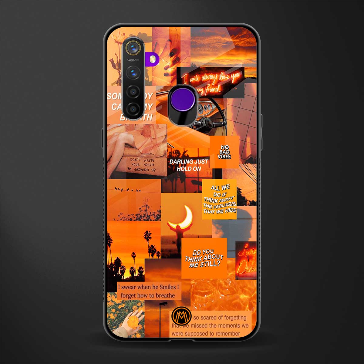orange aesthetic glass case for realme 5s image