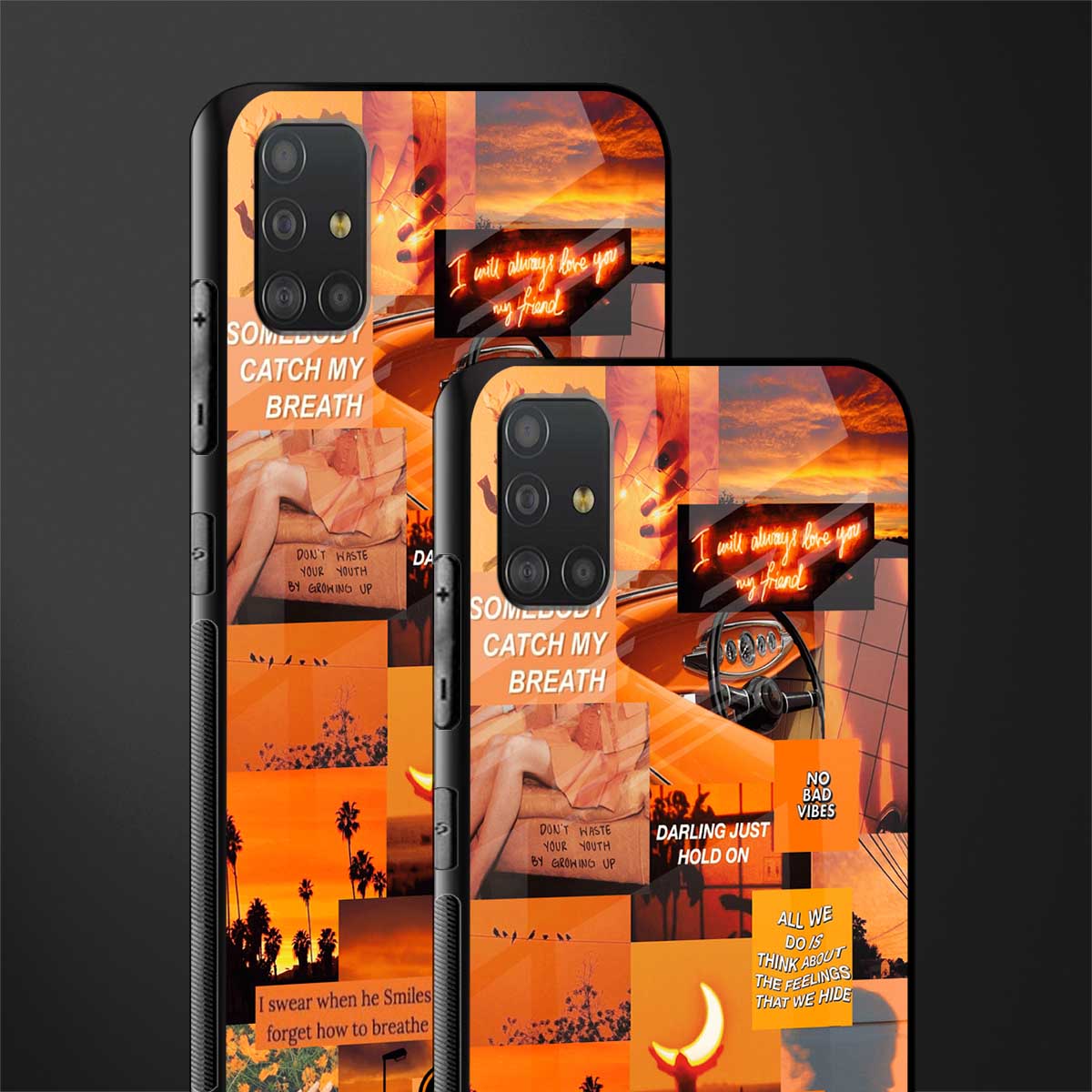 orange aesthetic glass case for samsung galaxy a51 image-2